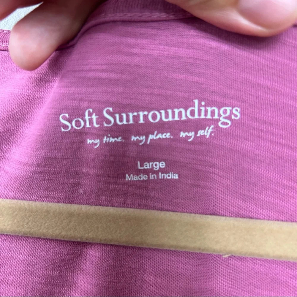 Soft Surrounding 20" sleeve embroidered pink top blouse tunic Sz L - Picture 6 of 8